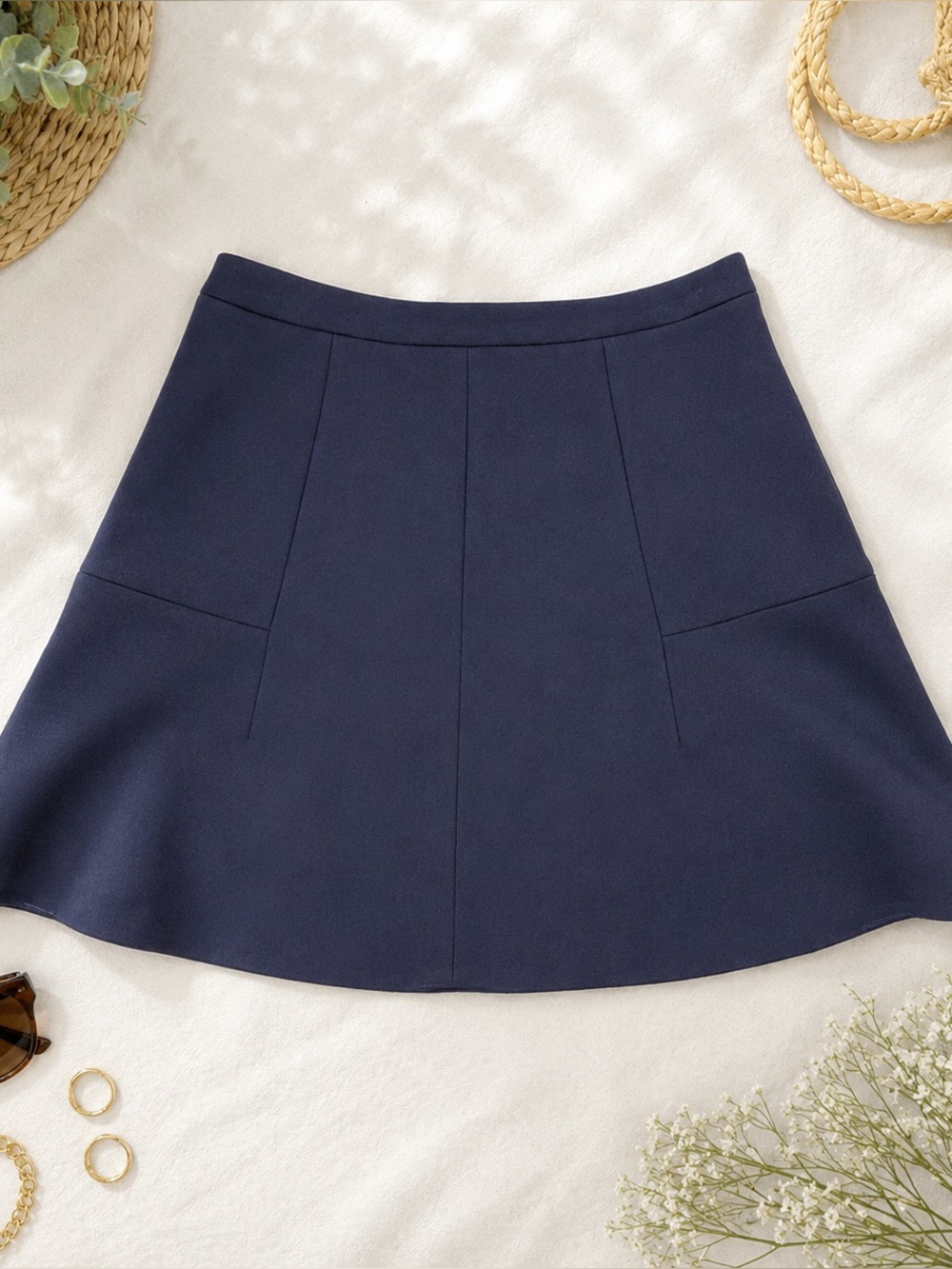 J.Crew‎ Women's Navy A-Line Flare Short Skirt Size 4